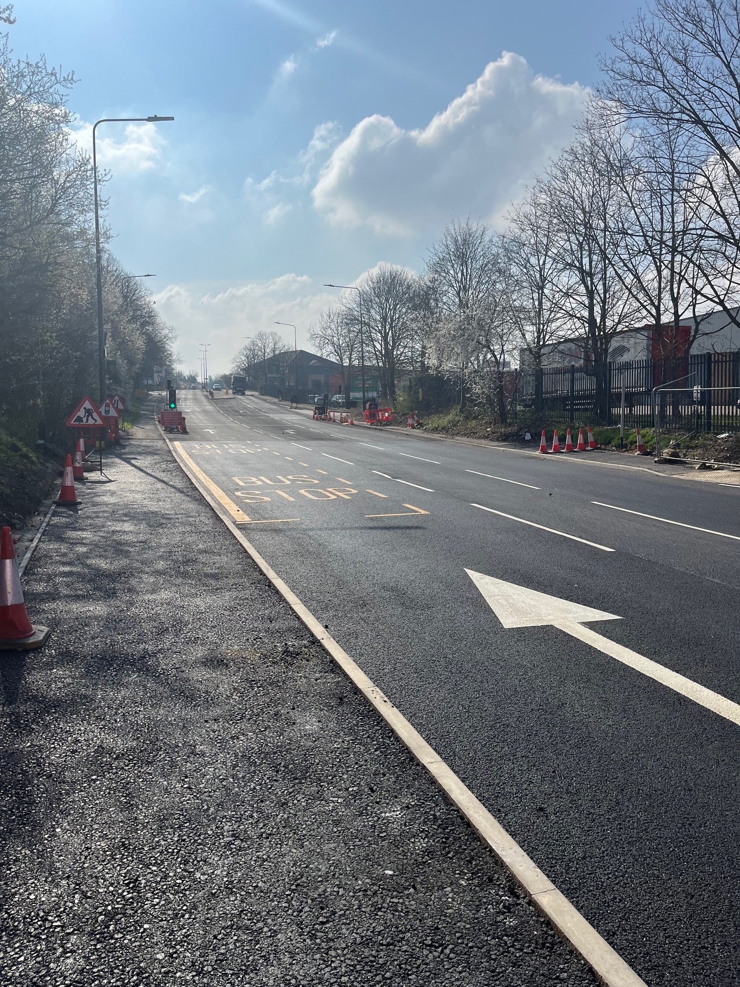 Image showing Cambridge Road improvements following resurfacing and new lining.