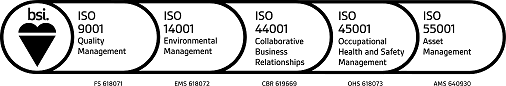 Essex Highways have been awarded British Standard Institute BS 1100 Collaborative Business Relationships, ISO 45001 Occupational Health and Safety Management, ISO 14001 Environmental Management,  ISO 9001 Quality Management and ISO 55001 Asset Management